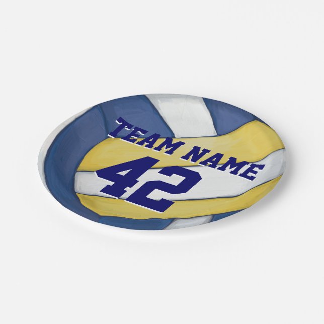 Volleyball Team Name and Number Paper Plates (Angled)