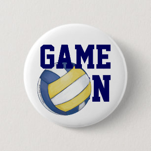 Volleyball Team Name and Number Pinback Button