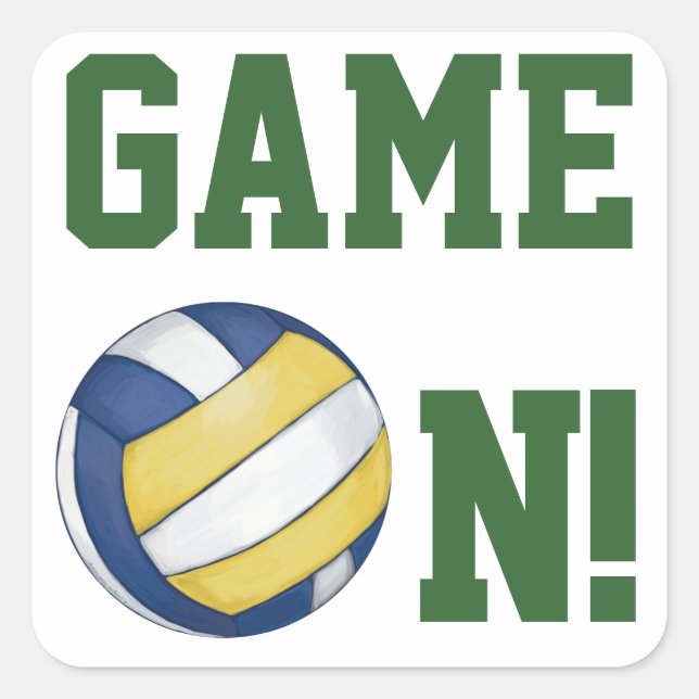 Volleyball Team Name and Number Square Sticker (Front)