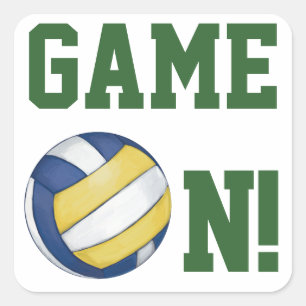 Volleyball Team Name and Number Square Sticker