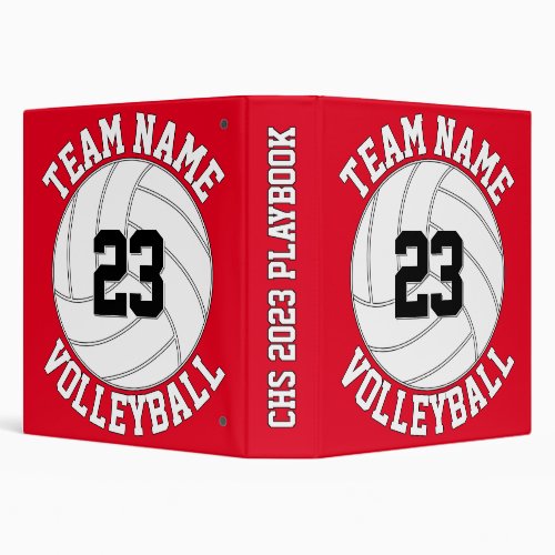 Volleyball Team Name Player Number Custom Playbook 3 Ring Binder