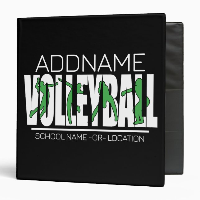 Volleyball Team Player ADD NAME School Top Athlete 3 Ring Binder (Front/Inside)