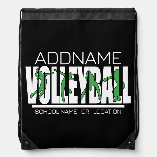 Volleyball Team Player ADD NAME School Top Athlete Drawstring Bag (Front)