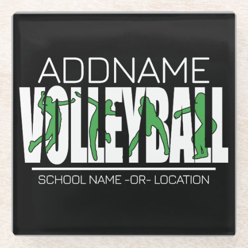 Volleyball Team Player ADD NAME School Top Athlete Glass Coaster