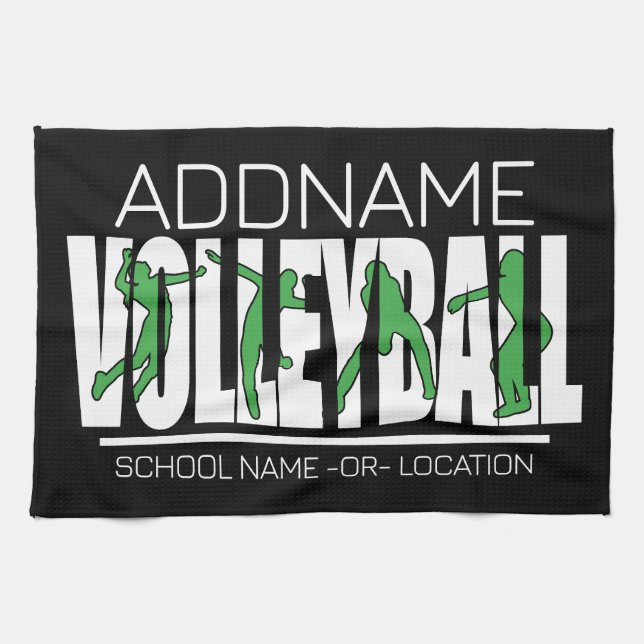 Volleyball Team Player ADD NAME School Top Athlete Kitchen Towel (Horizontal)