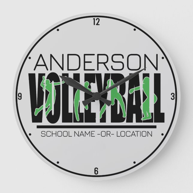 Volleyball Team Player ADD NAME School Top Athlete Large Clock (Front)