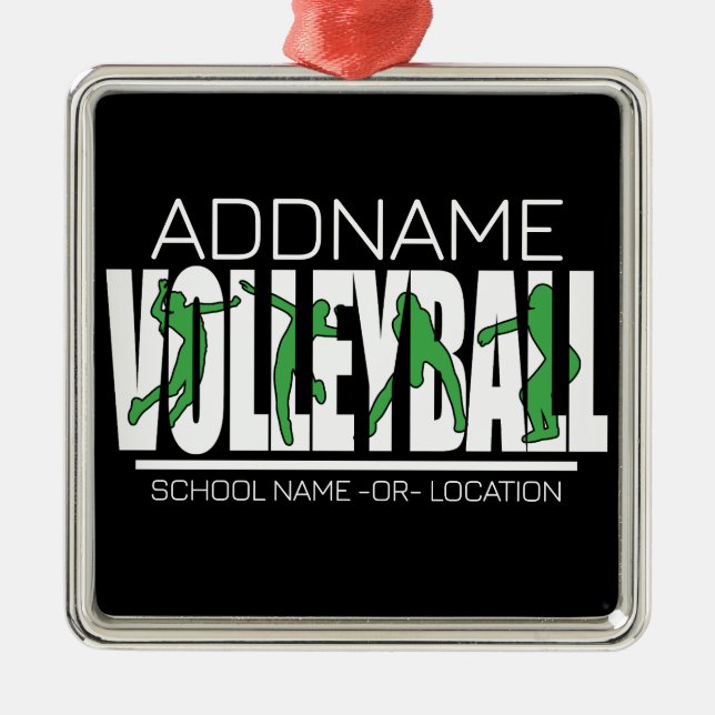 Volleyball Team Player ADD NAME School Top Athlete Metal Ornament (Front)