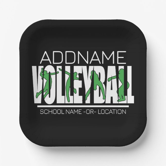 Volleyball Team Player ADD NAME School Top Athlete Paper Plates (Front)