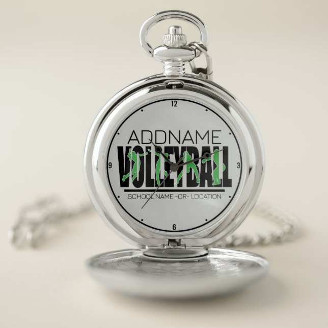 Volleyball Team Player ADD NAME School Top Athlete Pocket Watch (Inside)