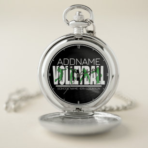Volleyball Team Player ADD NAME School Top Athlete Pocket Watch