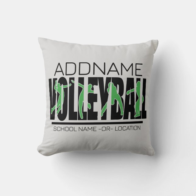 Volleyball Team Player ADD NAME School Top Athlete Throw Pillow (Front)