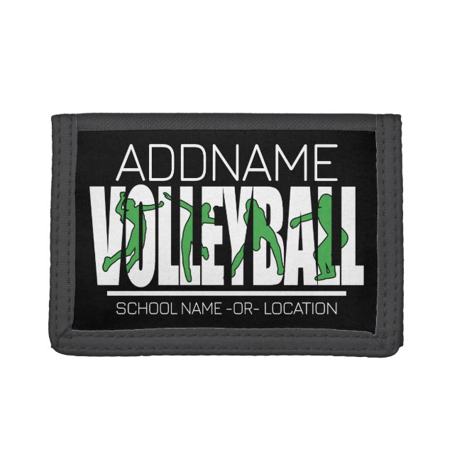 Volleyball Team Player ADD NAME School Top Athlete Trifold Wallet (Front)