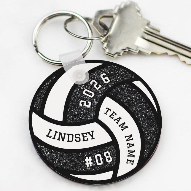 Volleyball Team Player Black Glitter Keychain (Volleyball Team Player Black Glitter Keychain
)