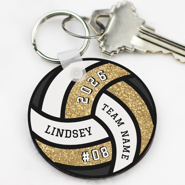Volleyball Team Player Gold Glitter Keychain (Volleyball Team Player Glitter Keychain
)