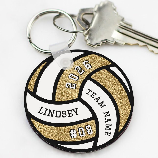 Volleyball Team Player Gold Glitter Keychain (Volleyball Team Player Gold Glitter Keychain
)
