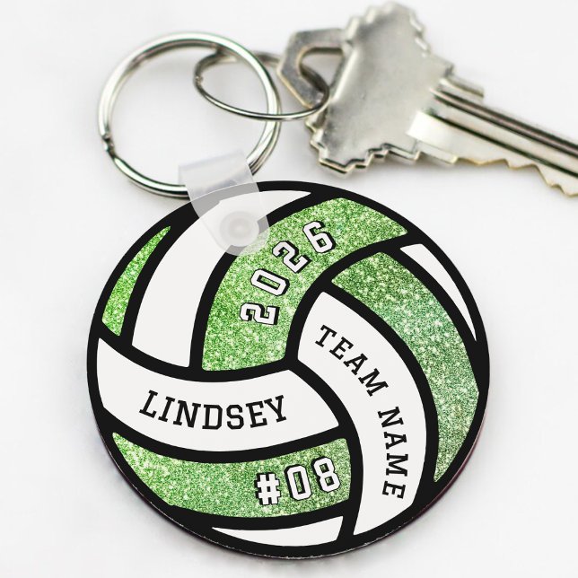 Volleyball Team Player Green Glitter Keychain (Volleyball Team Player Green Glitter Keychain
)