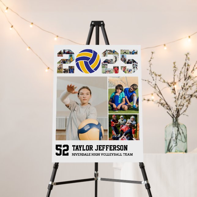 Volleyball Team Senior 2025 Sports Photo Collage Foam Board (In Situ (Stand))