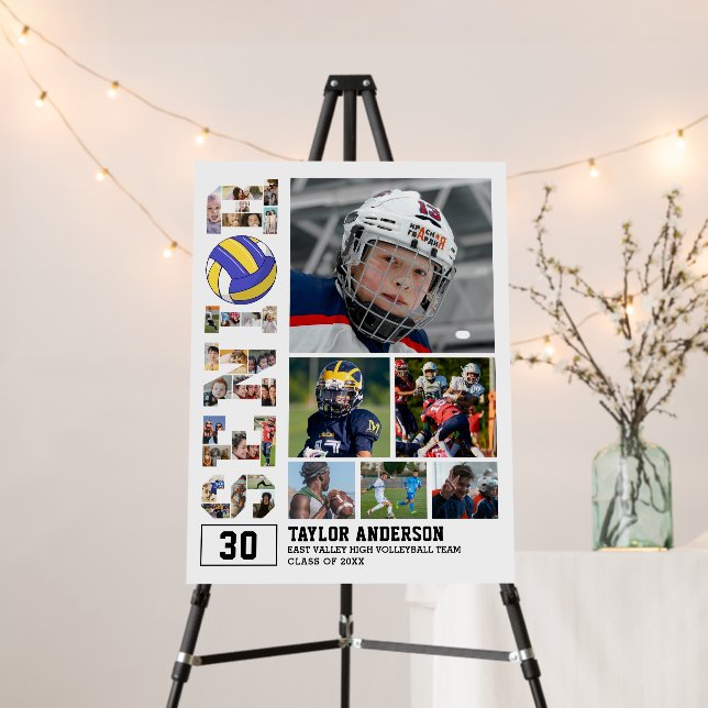 Volleyball Team Senior Graduation Photo Collage Foam Board (In Situ (Stand))