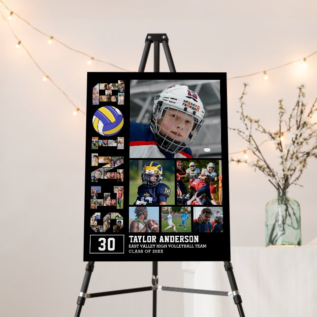 Volleyball Team Senior Graduation Photo Collage Foam Board (In Situ (Stand))
