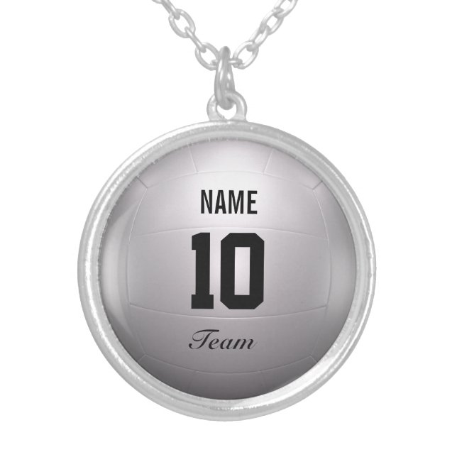 Volleyball Team Silver Plated Necklace (Front)