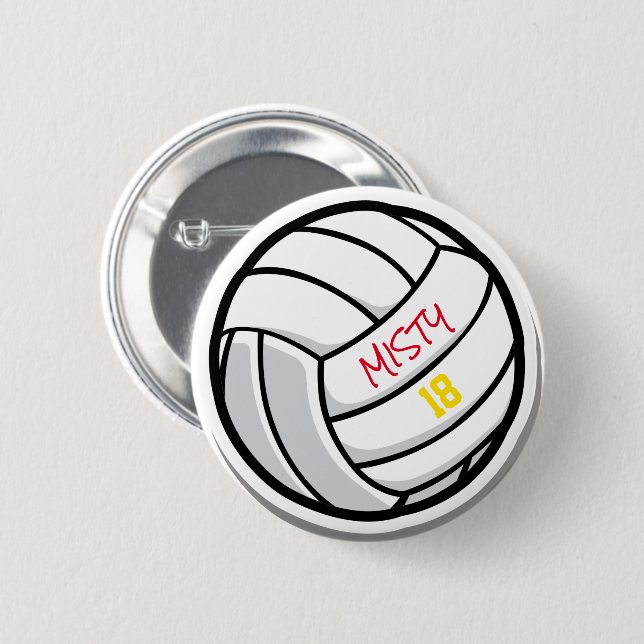 Volleyball Team Spirit Player Name Number  Button (Front & Back)