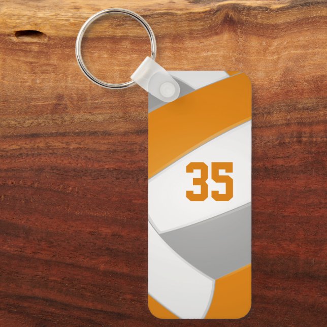 volleyball team sports athlete name orange gray keychain (Front)