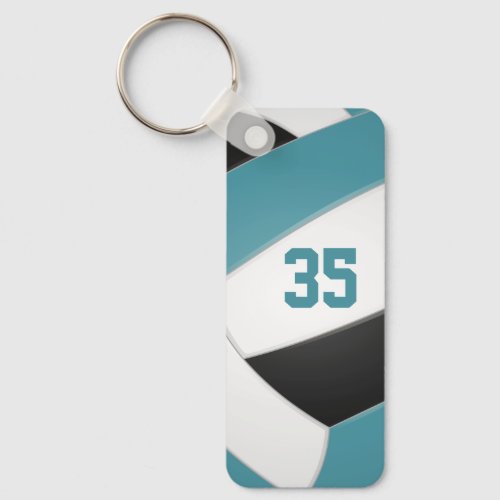 volleyball team sports athlete name teal black keychain