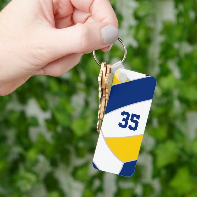 volleyball team sports gifts blue gold keychain (Hand)