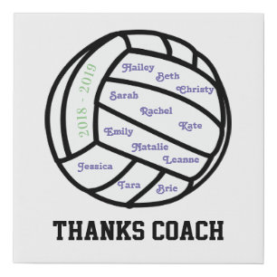 Volleyball Thank You Coach GIft Faux Canvas Print