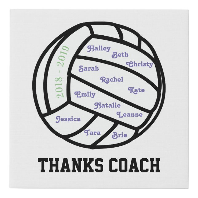 Volleyball Thank You Coach GIft Faux Canvas Print (Front)