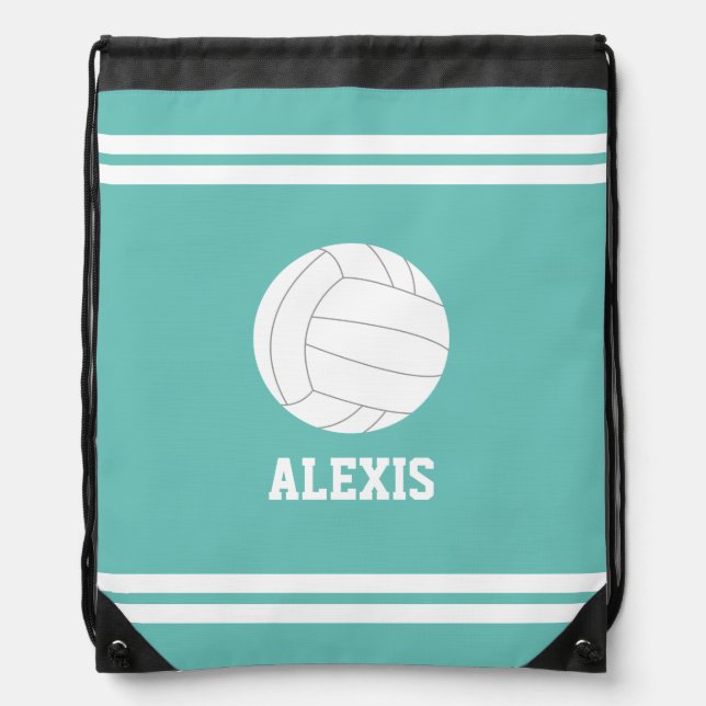 Volleyball Themed Personalized Drawstring Bag (Front)