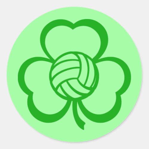 Volleyball Three Leaf Clover for St Patricks Day Classic Round Sticker