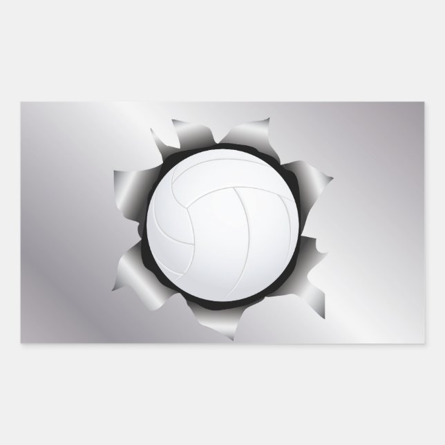 volleyball thru metal sheet rectangular sticker (Front)