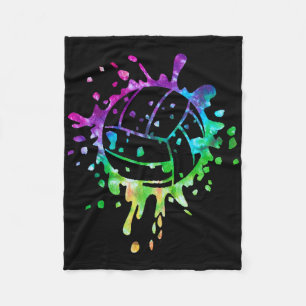 Volleyball Tie Dye Girls Distressed Ball  Fleece Blanket