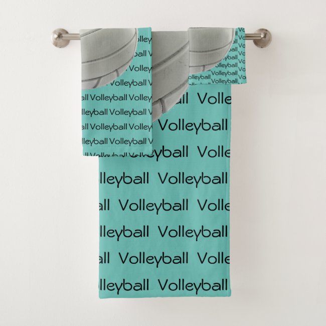Volleyball Tiled Text Design Towel Set