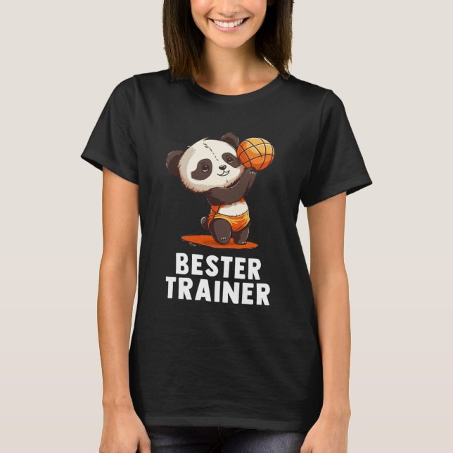 Volleyball Trainer  Cute Baby Panda Volleyball T-Shirt (Front)