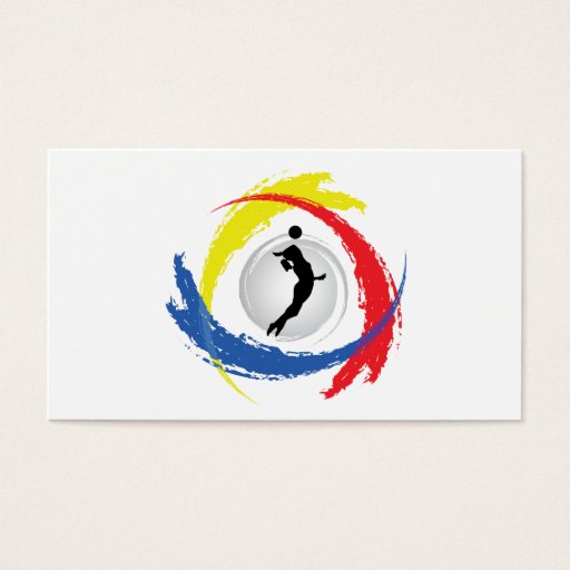 Customizable Volleyball Tricolor Emblem (Female) Business Card Templates