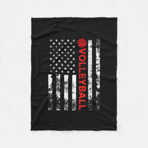 Volleyball Usa American Flag Fleece Blanket