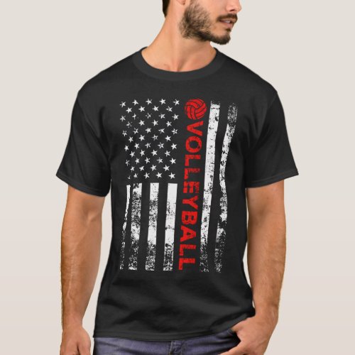 Volleyball Usa American Flag T_Shirt