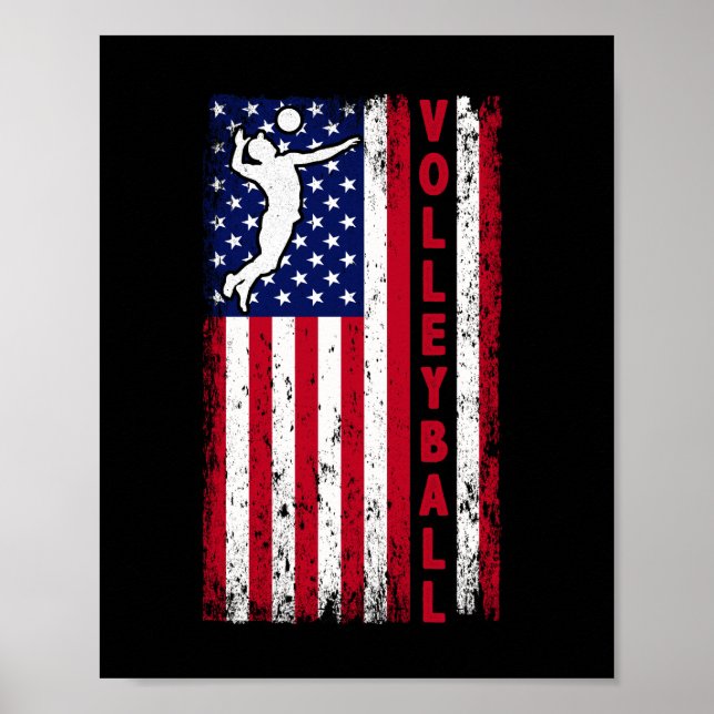 Volleyball USA Patriotic Poster (Front)