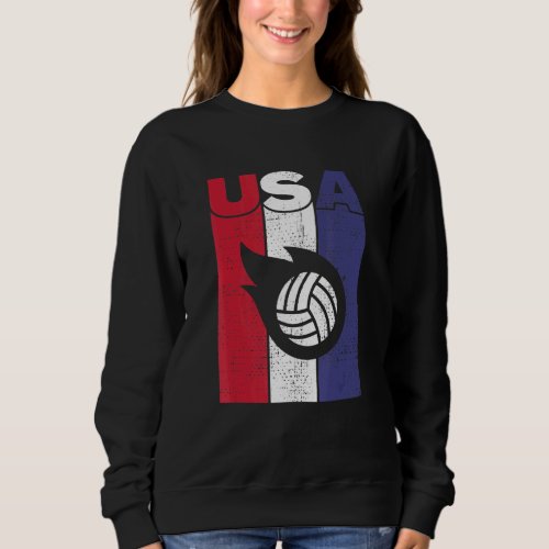 Volleyball Usa Sports Games America Patriotic Retr Sweatshirt