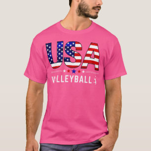 Volleyball Usa Team Sport Vb United States Flag V- T-Shirt