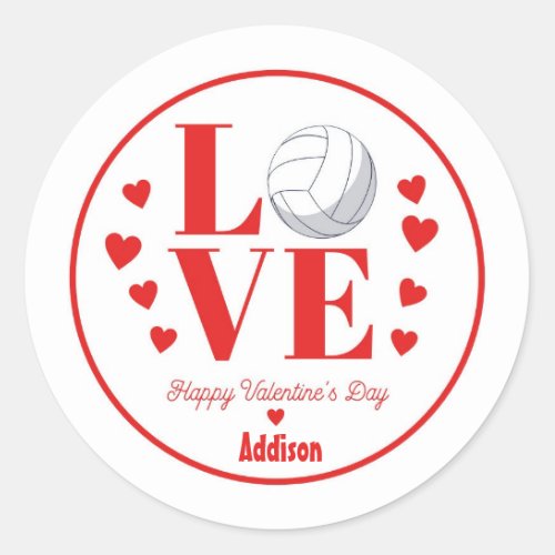Volleyball Valentine Sticker LOVE Volleyball Classic Round Sticker
