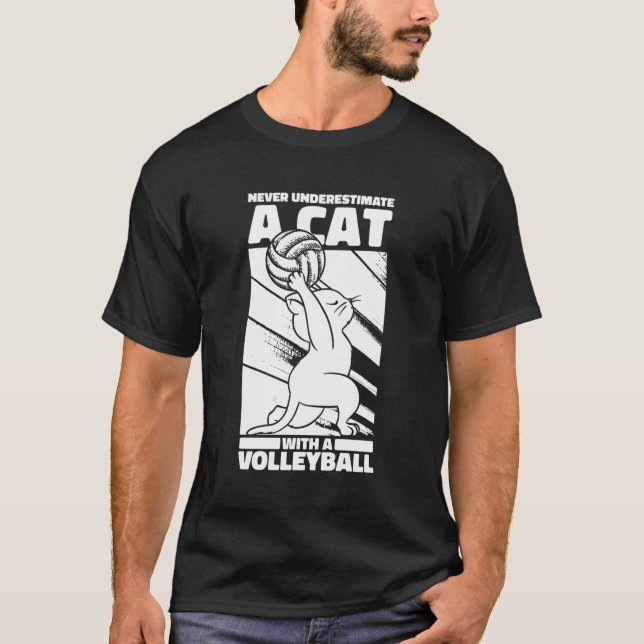Volleyball Vball Beach - Volleyball Cat T-Shirt (Front)