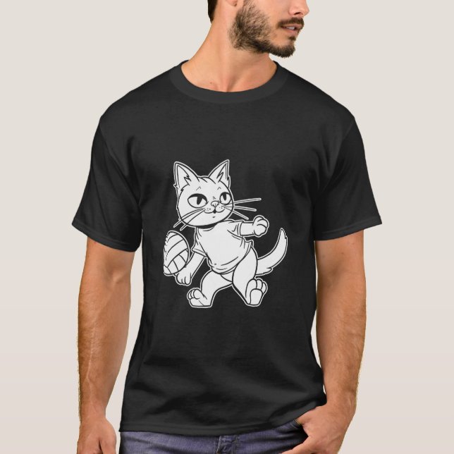 Volleyball Vball Beach Volleyball Cat T-Shirt (Front)