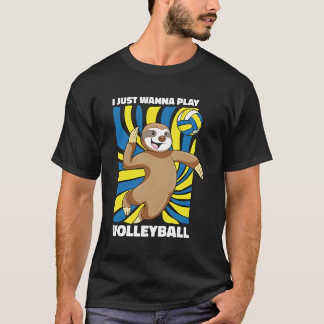 Volleyball Vball Beach Volleyball Sloth T-Shirt (Front)