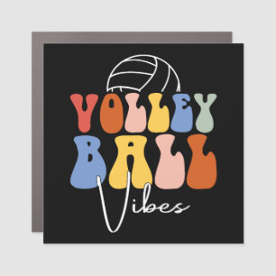 Volleyball Vibes Funny Retro Groovy Player Gift Car Magnet