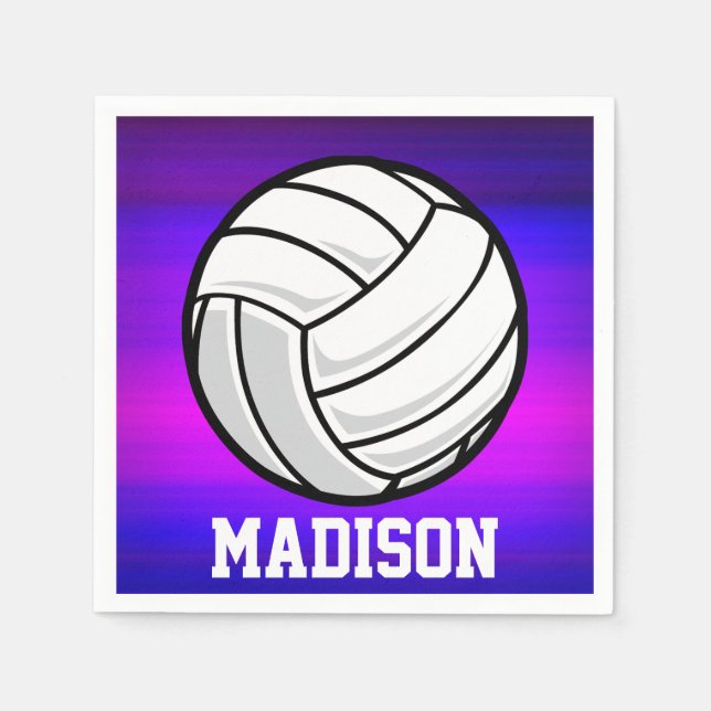 Volleyball; Vibrant Violet Blue and Magenta Napkins (Front)