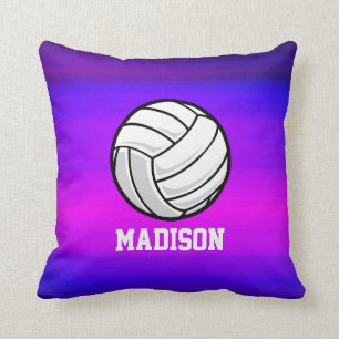 Volleyball; Vibrant Violet Blue and Magenta Throw Pillow