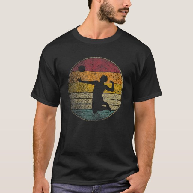 Volleyball Vintage Distressed Retro Silhouette Boy T-Shirt (Front)